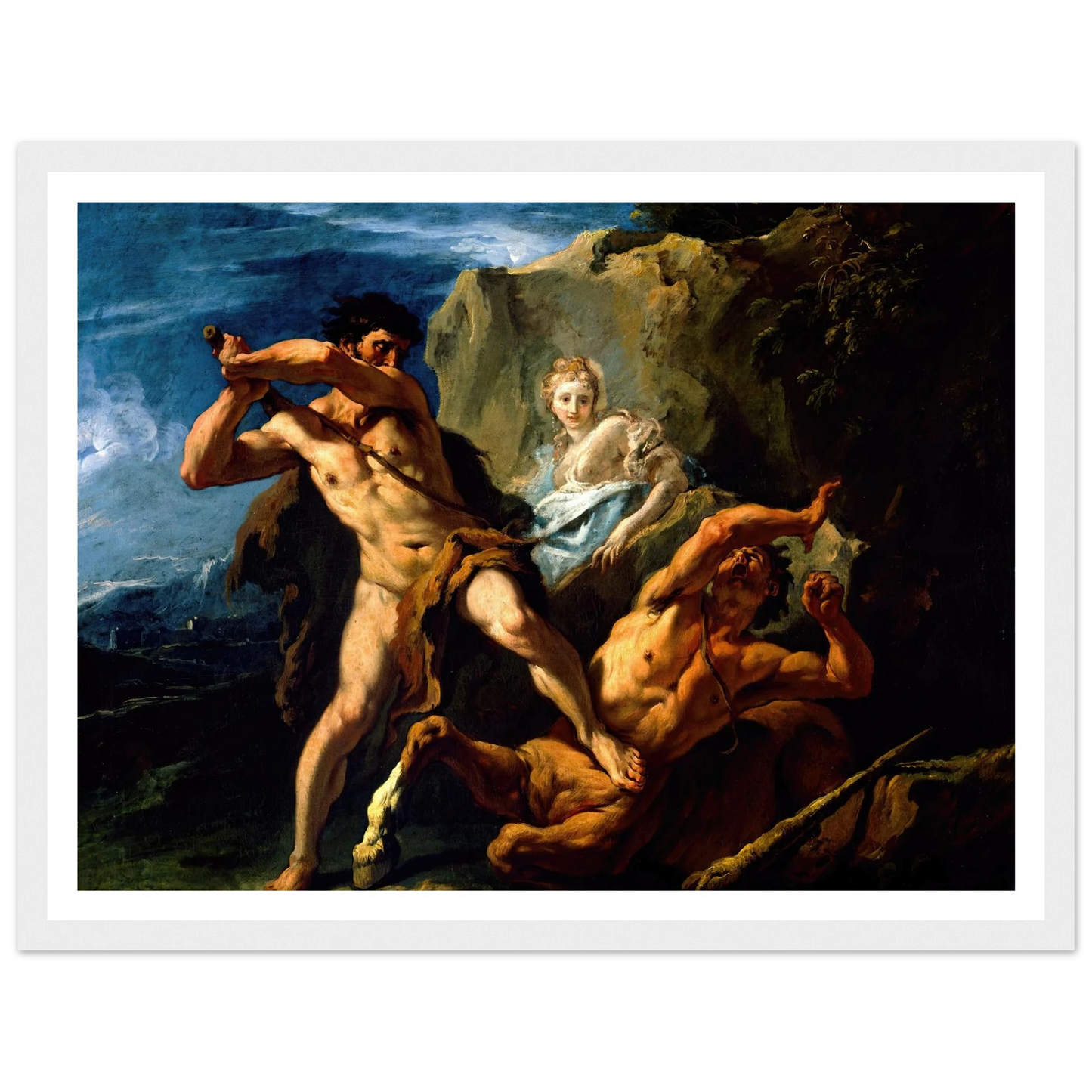 Hercules Killing the Centaur Nessus Art Print | Sebastiano Ricci - Framed Poster - 30x40 cm / 12x16″ - Black frame