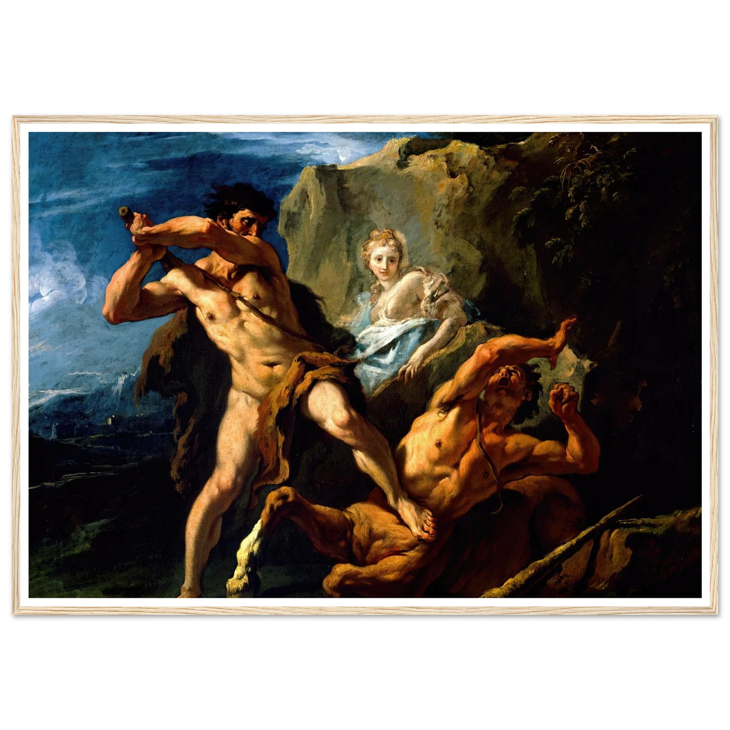 Hercules Killing the Centaur Nessus Art Print | Sebastiano Ricci - Framed Poster - 30x40 cm / 12x16″ - Black frame