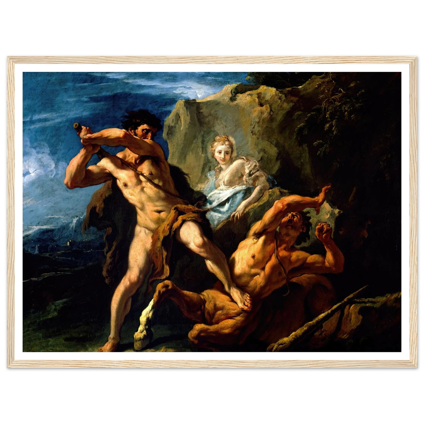 Hercules Killing the Centaur Nessus Art Print | Sebastiano Ricci - Framed Poster - 30x40 cm / 12x16″ - Black frame