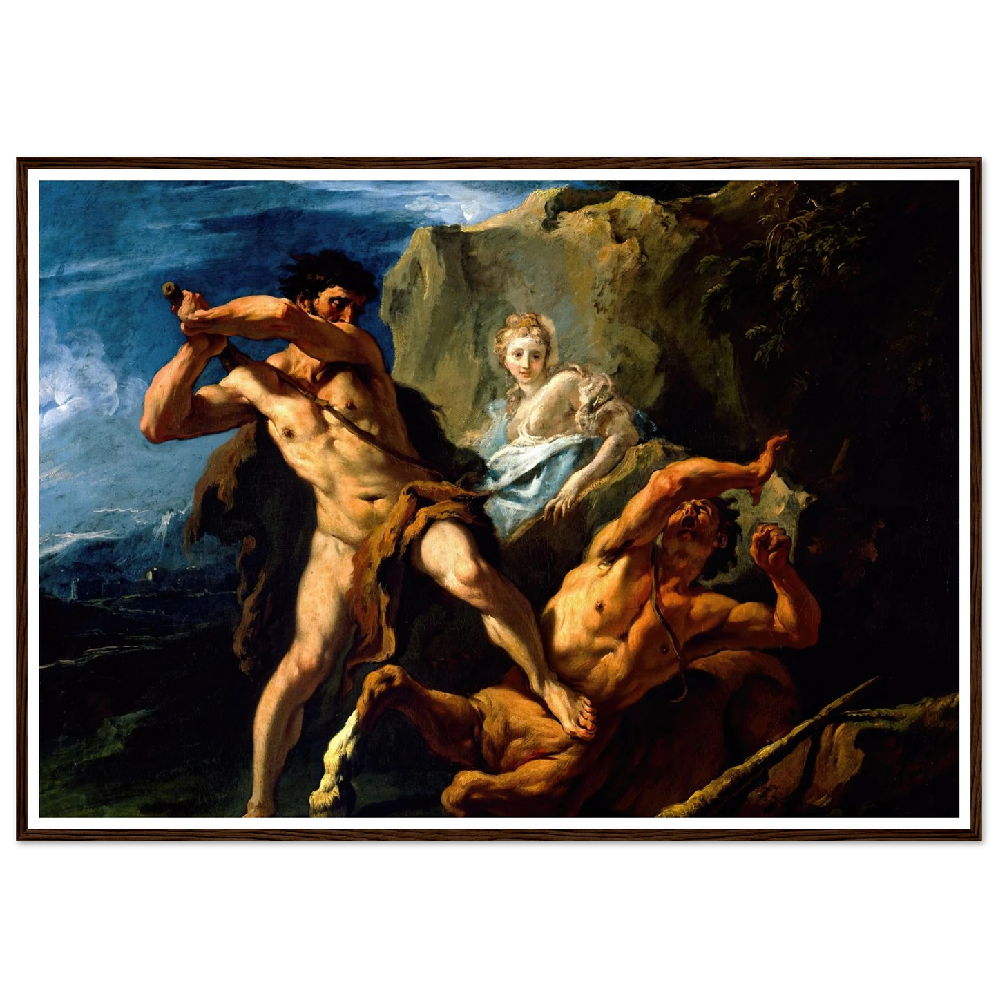 Hercules Killing the Centaur Nessus Art Print | Sebastiano Ricci - Framed Poster - 30x40 cm / 12x16″ - Black frame