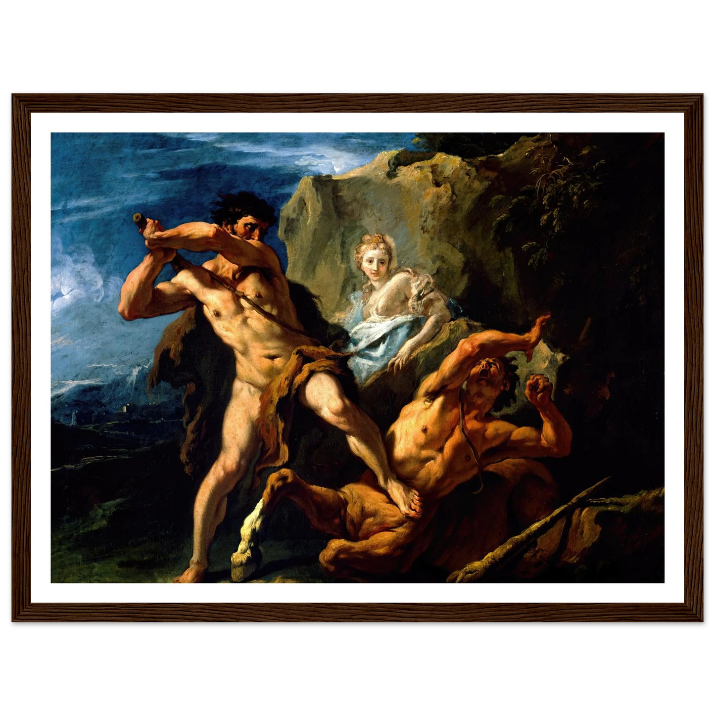 Hercules Killing the Centaur Nessus Art Print | Sebastiano Ricci - Framed Poster - 30x40 cm / 12x16″ - Black frame