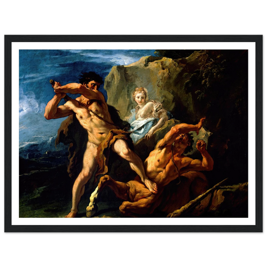 Hercules Killing the Centaur Nessus Art Print | Sebastiano Ricci - Framed Poster - 30x40 cm / 12x16″ - Black frame