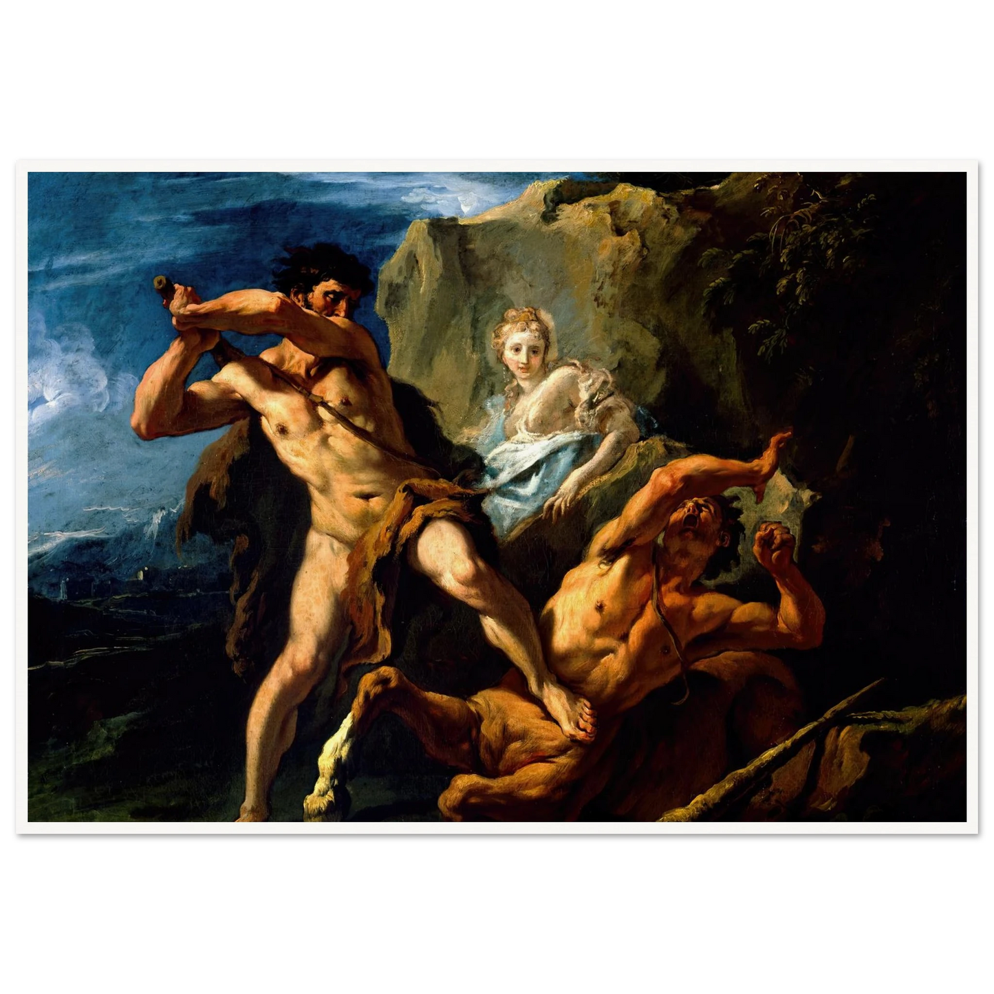 Hercules Killing the Centaur Nessus Art Print | Sebastiano Ricci - Framed Poster - 30x40 cm / 12x16″ - Black frame