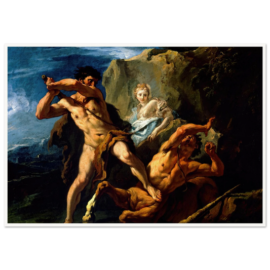 Hercules Killing the Centaur Nessus Art Print | Sebastiano Ricci - Framed Poster - 30x40 cm / 12x16″ - Black frame