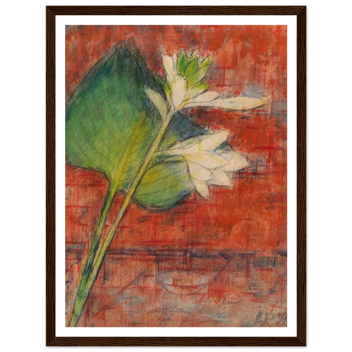 Herzblatttlilien auf rotem Grund (1934) Art Print | Christian Rohlfs - Framed Poster - 30x40 cm / 12x16″ - Black frame