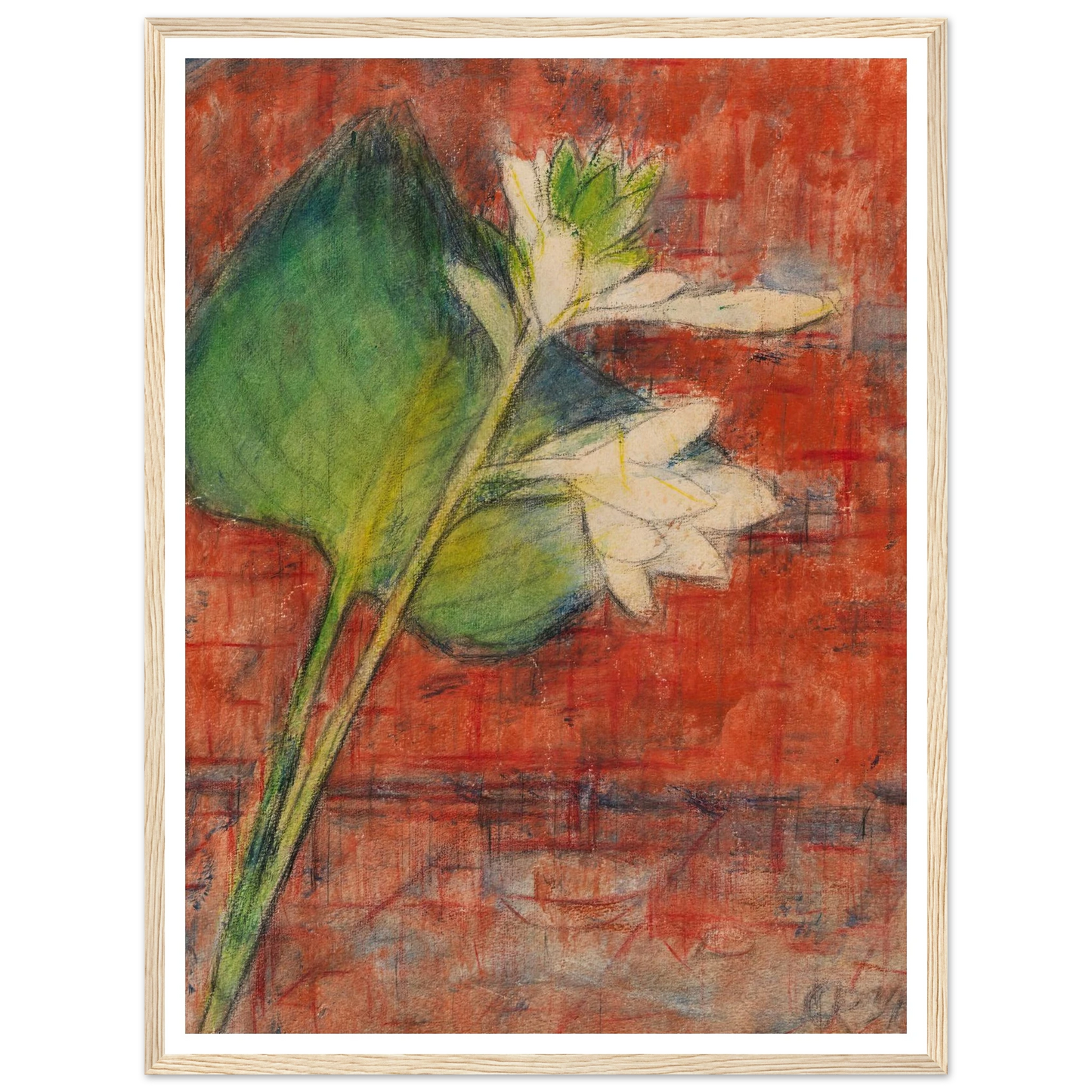 Herzblatttlilien auf rotem Grund (1934) Art Print | Christian Rohlfs - Framed Poster - 30x40 cm / 12x16″ - Black frame