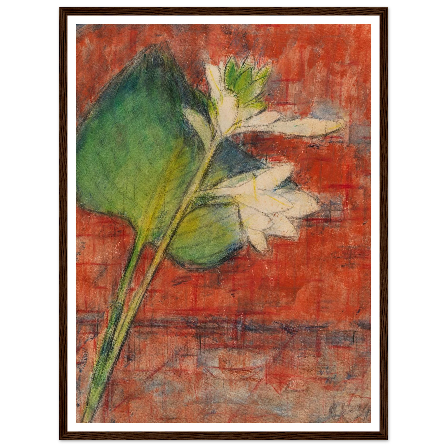 Herzblatttlilien auf rotem Grund (1934) Art Print | Christian Rohlfs - Framed Poster - 30x40 cm / 12x16″ - Black frame