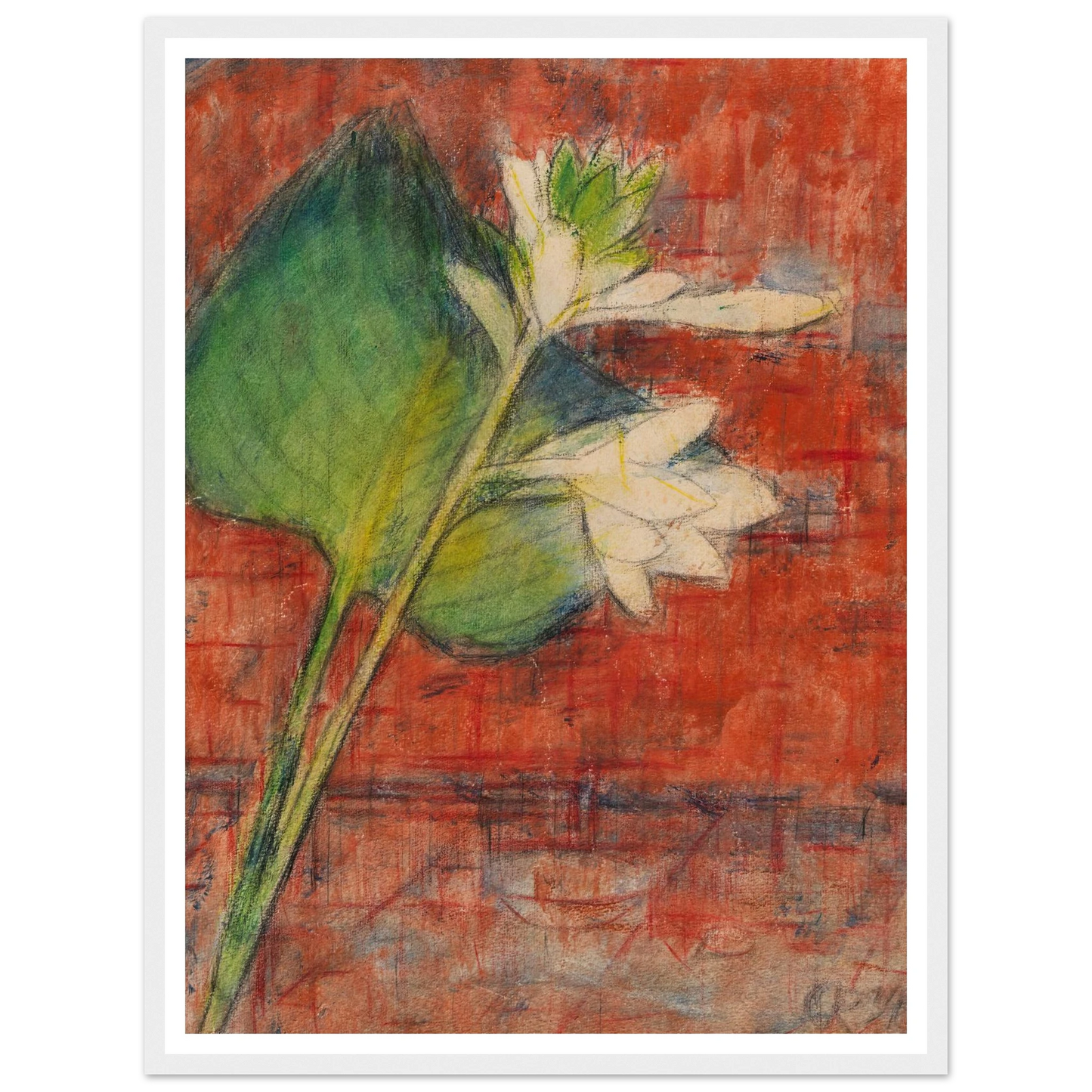 Herzblatttlilien auf rotem Grund (1934) Art Print | Christian Rohlfs - Framed Poster - 30x40 cm / 12x16″ - Black frame