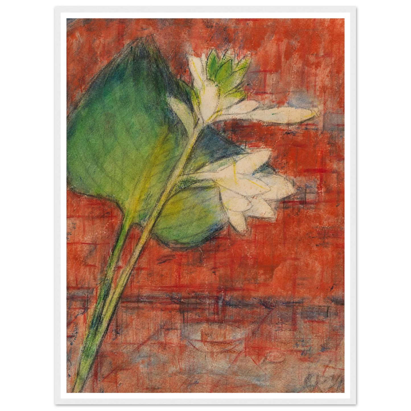 Herzblatttlilien auf rotem Grund (1934) Art Print | Christian Rohlfs - Framed Poster - 30x40 cm / 12x16″ - Black frame