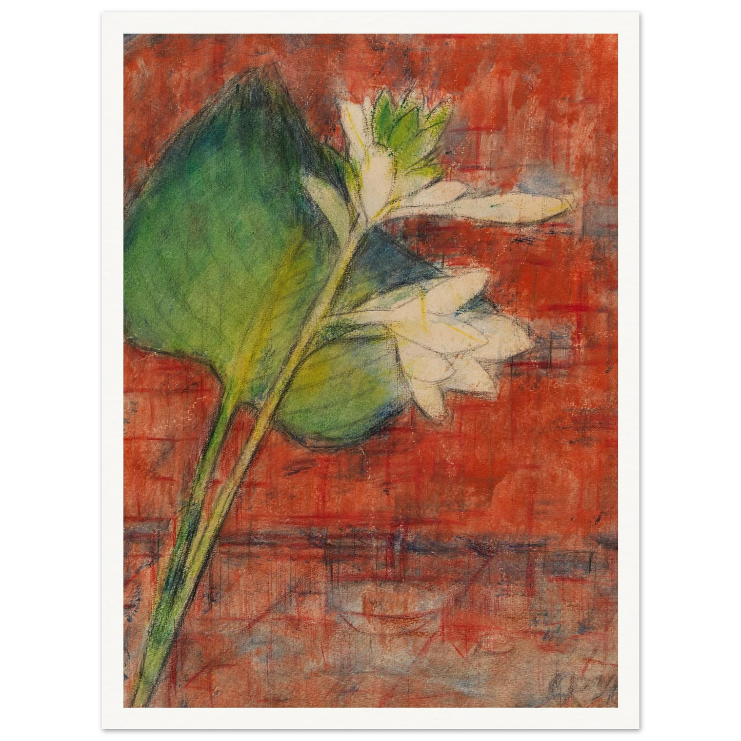 Herzblatttlilien auf rotem Grund (1934) Art Print | Christian Rohlfs - Framed Poster - 30x40 cm / 12x16″ - Black frame