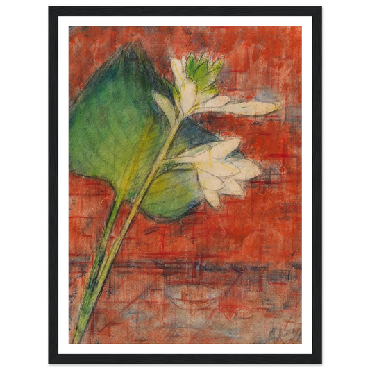 Herzblatttlilien auf rotem Grund (1934) Art Print | Christian Rohlfs - Framed Poster - 30x40 cm / 12x16″ - Black frame
