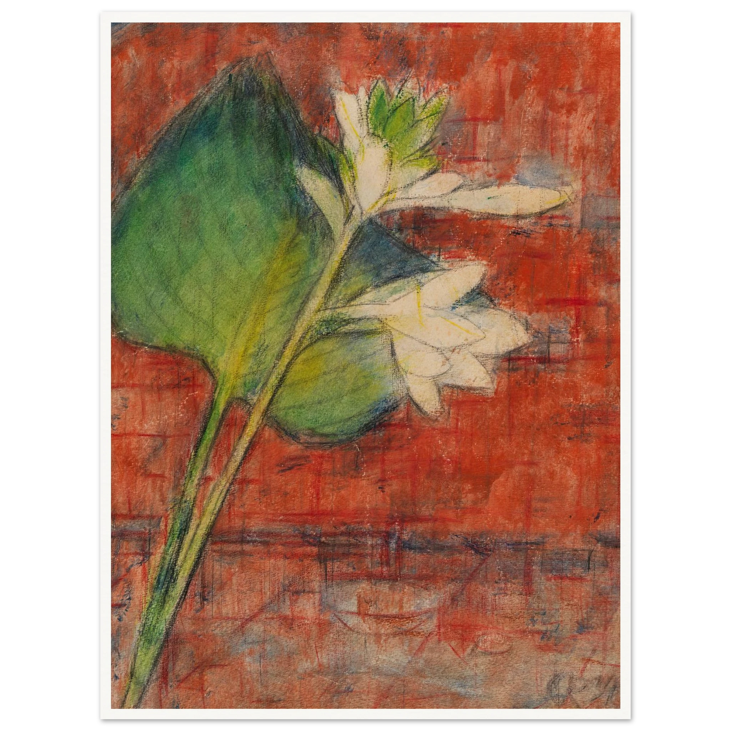 Herzblatttlilien auf rotem Grund (1934) Art Print | Christian Rohlfs - Framed Poster - 30x40 cm / 12x16″ - Black frame