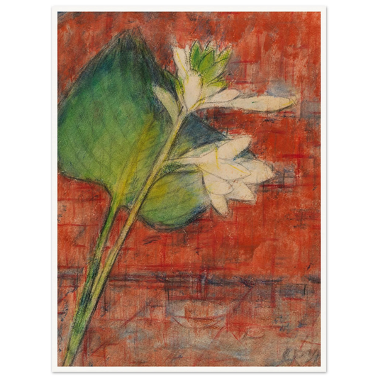 Herzblatttlilien auf rotem Grund (1934) Art Print | Christian Rohlfs - Framed Poster - 30x40 cm / 12x16″ - Black frame