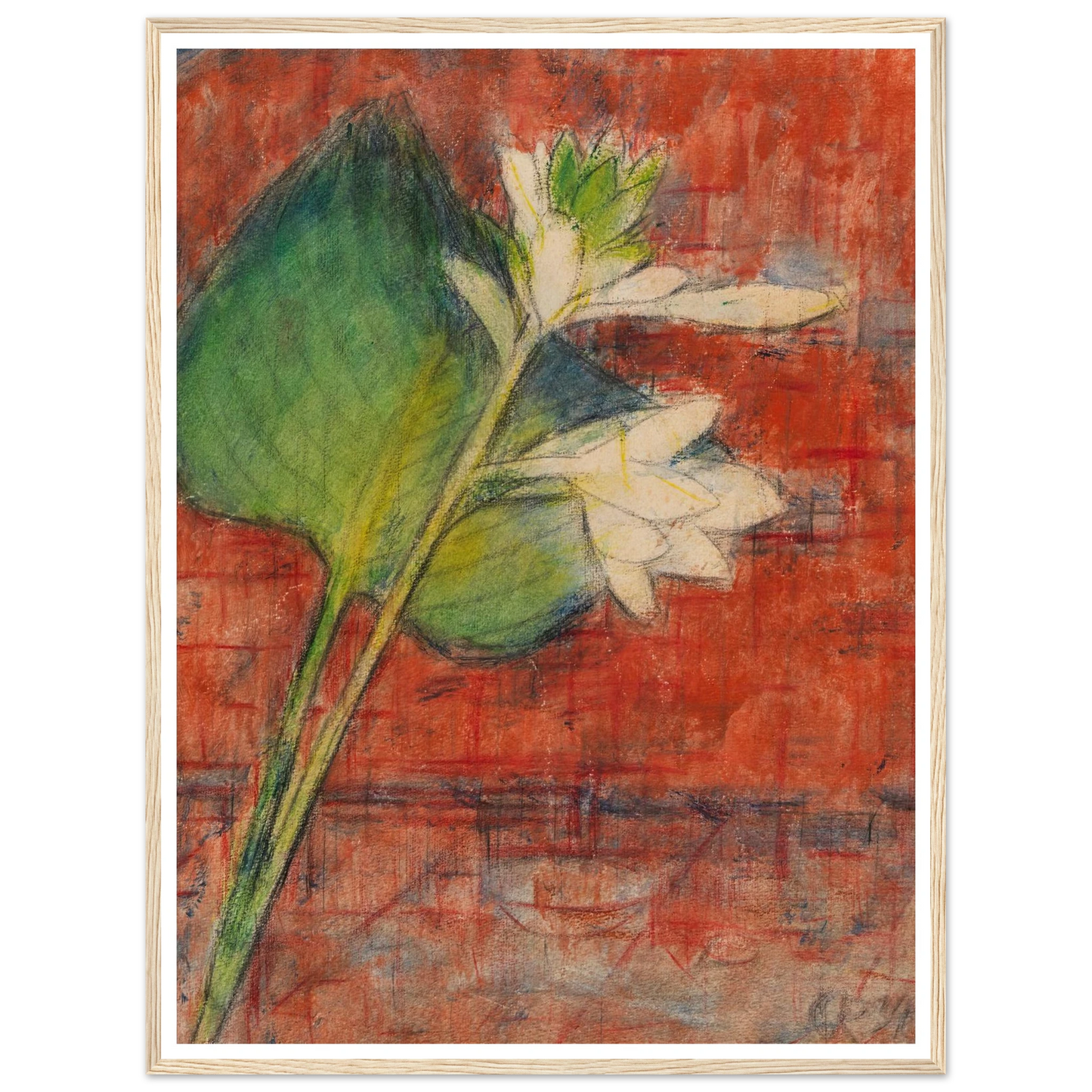 Herzblatttlilien auf rotem Grund (1934) Art Print | Christian Rohlfs - Framed Poster - 30x40 cm / 12x16″ - Black frame