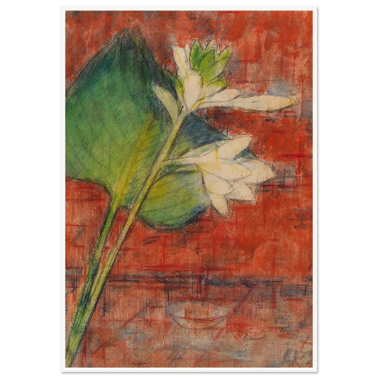 Herzblatttlilien auf rotem Grund (1934) Art Print | Christian Rohlfs - Framed Poster - 30x40 cm / 12x16″ - Black frame