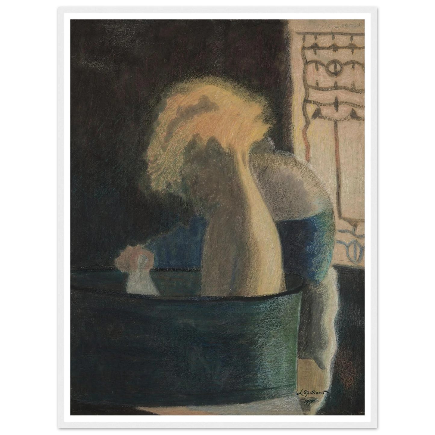 Het bad (1917) Art Print | Leon Spilliaert - Framed Poster - 30x40 cm / 12x16″ - Black frame