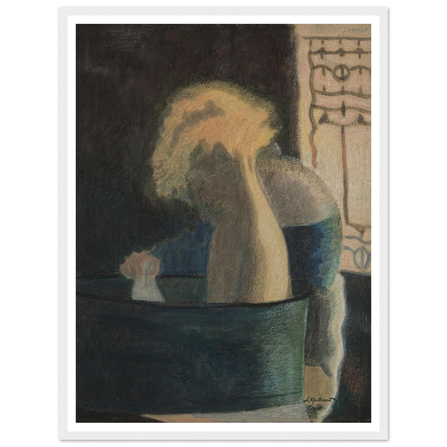 Het bad (1917) Art Print | Leon Spilliaert - Framed Poster - 30x40 cm / 12x16″ - Black frame