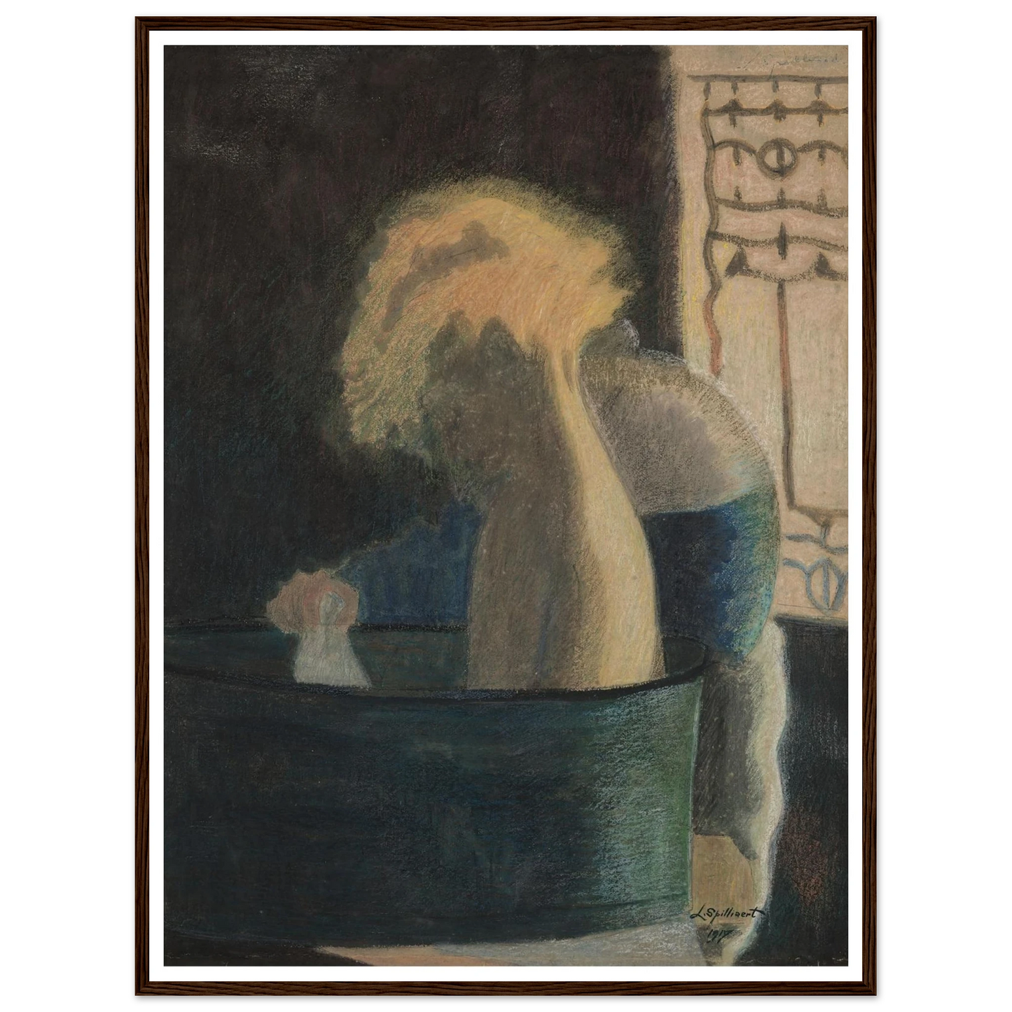 Het bad (1917) Art Print | Leon Spilliaert - Framed Poster - 30x40 cm / 12x16″ - Black frame