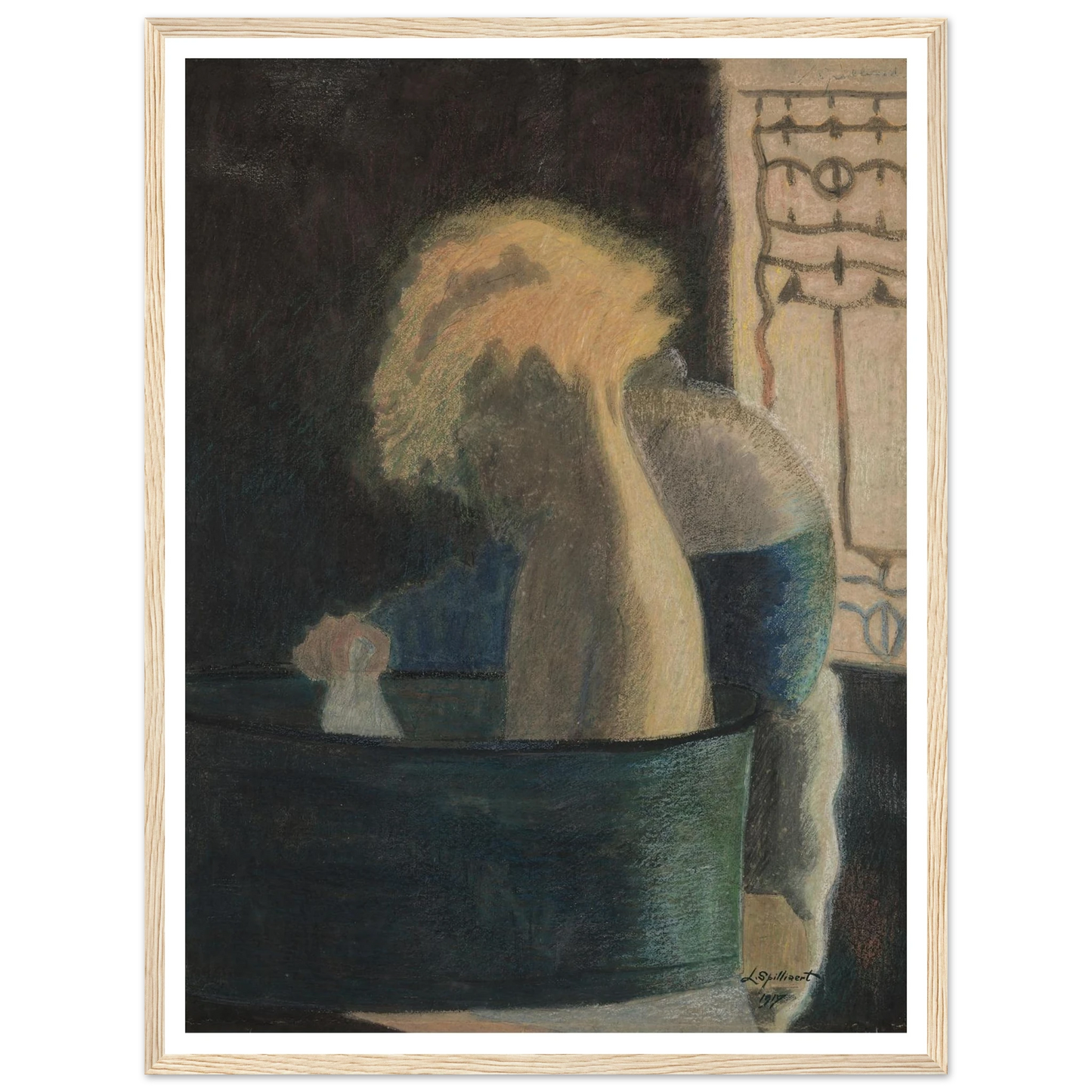 Het bad (1917) Art Print | Leon Spilliaert - Framed Poster - 30x40 cm / 12x16″ - Black frame