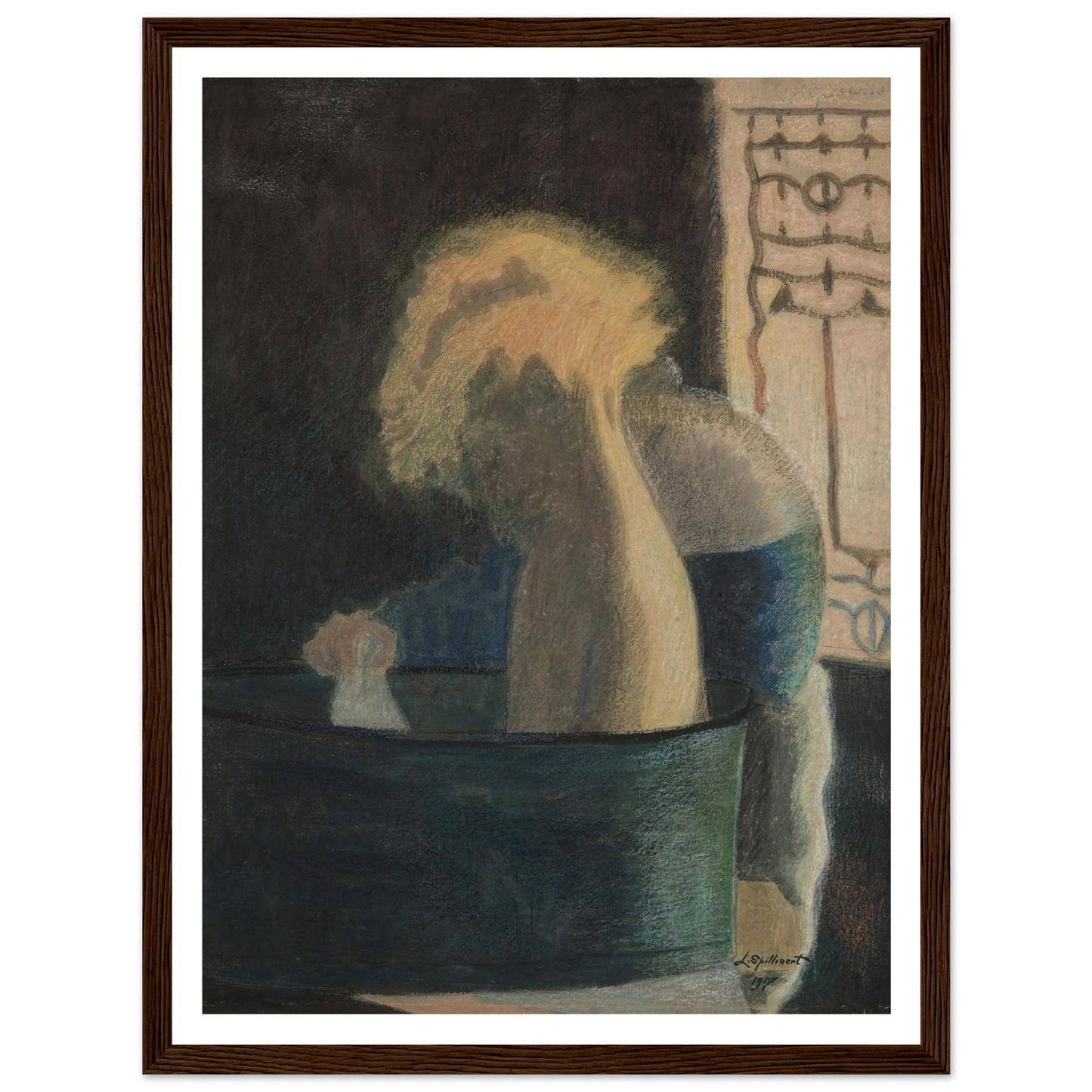 Het bad (1917) Art Print | Leon Spilliaert - Framed Poster - 30x40 cm / 12x16″ - Black frame