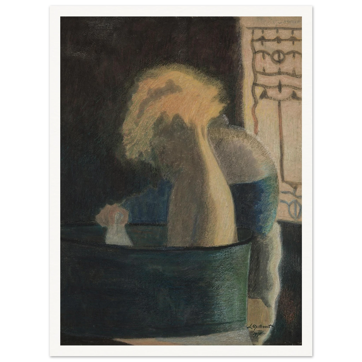 Het bad (1917) Art Print | Leon Spilliaert - Framed Poster - 30x40 cm / 12x16″ - Black frame