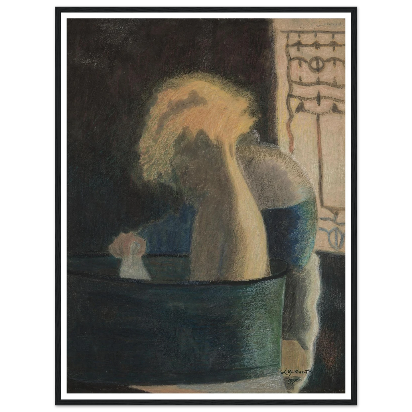 Het bad (1917) Art Print | Leon Spilliaert - Framed Poster - 30x40 cm / 12x16″ - Black frame