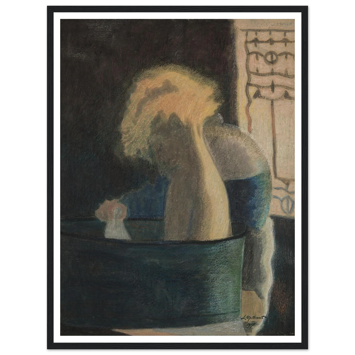 Het bad (1917) Art Print | Leon Spilliaert - Framed Poster - 30x40 cm / 12x16″ - Black frame