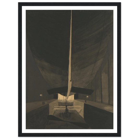 Het luchtschip Belgique II in zijn loods (1910) Art Print | Leon Spilliaert - Framed Poster - 30x40 cm / 12x16″ - Black frame