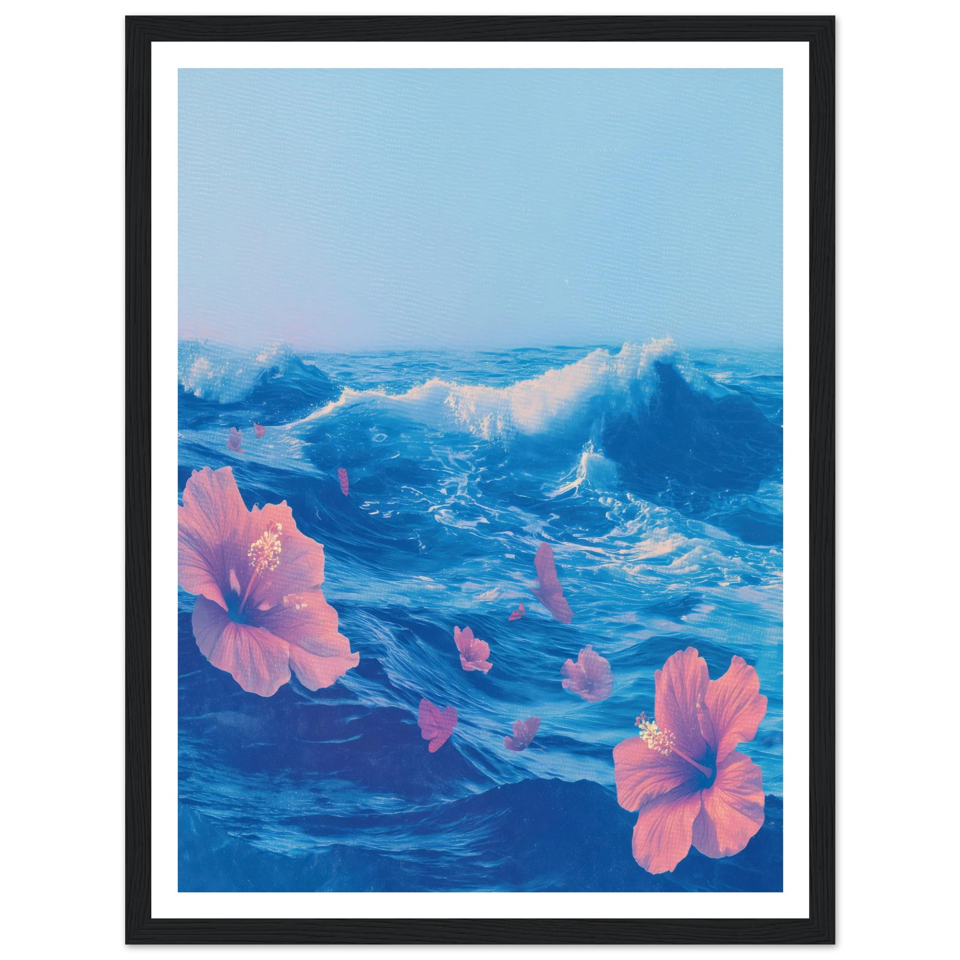 Hibiscus on the Swell - Framed Poster - 30x40 cm / 12x16″ - Black frame