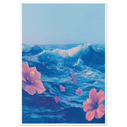 Hibiscus on the Swell - Framed Poster - 30x40 cm / 12x16″ - Black frame