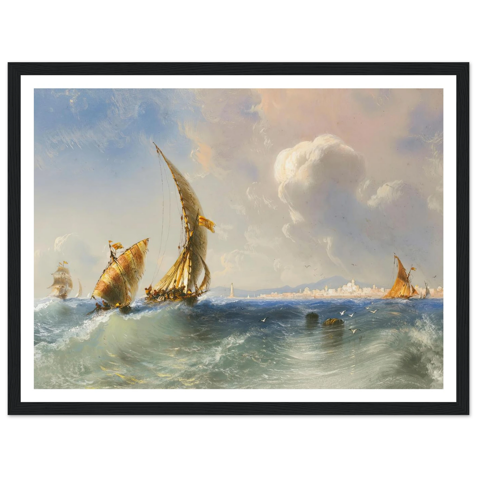 High Seas Near Alicante Art Print | Carlo Bossoli - Framed Poster - 30x40 cm / 12x16″ - Black frame