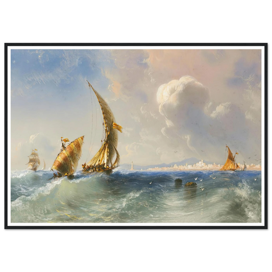 High Seas Near Alicante Art Print | Carlo Bossoli - Framed Poster - 30x40 cm / 12x16″ - Black frame