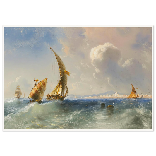 High Seas Near Alicante Art Print | Carlo Bossoli - Framed Poster - 30x40 cm / 12x16″ - Black frame