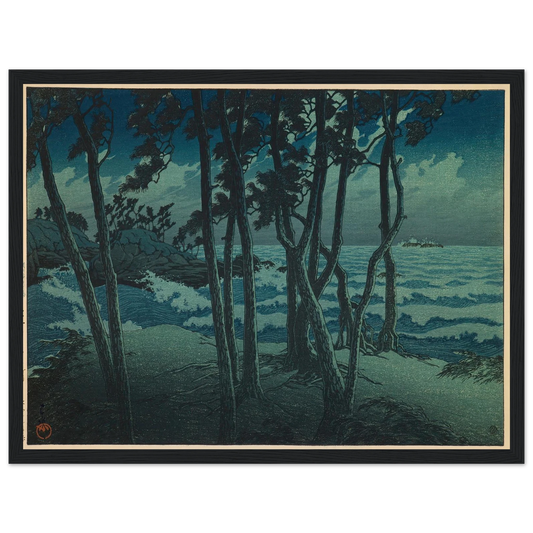 Hinomisaki, Izumo, from the series ‘Souvenirs of Travels, Third Series’ (1924) Art Print | Kawase Hasui - Framed Poster - 30x40 cm / 12x16″ - Black frame