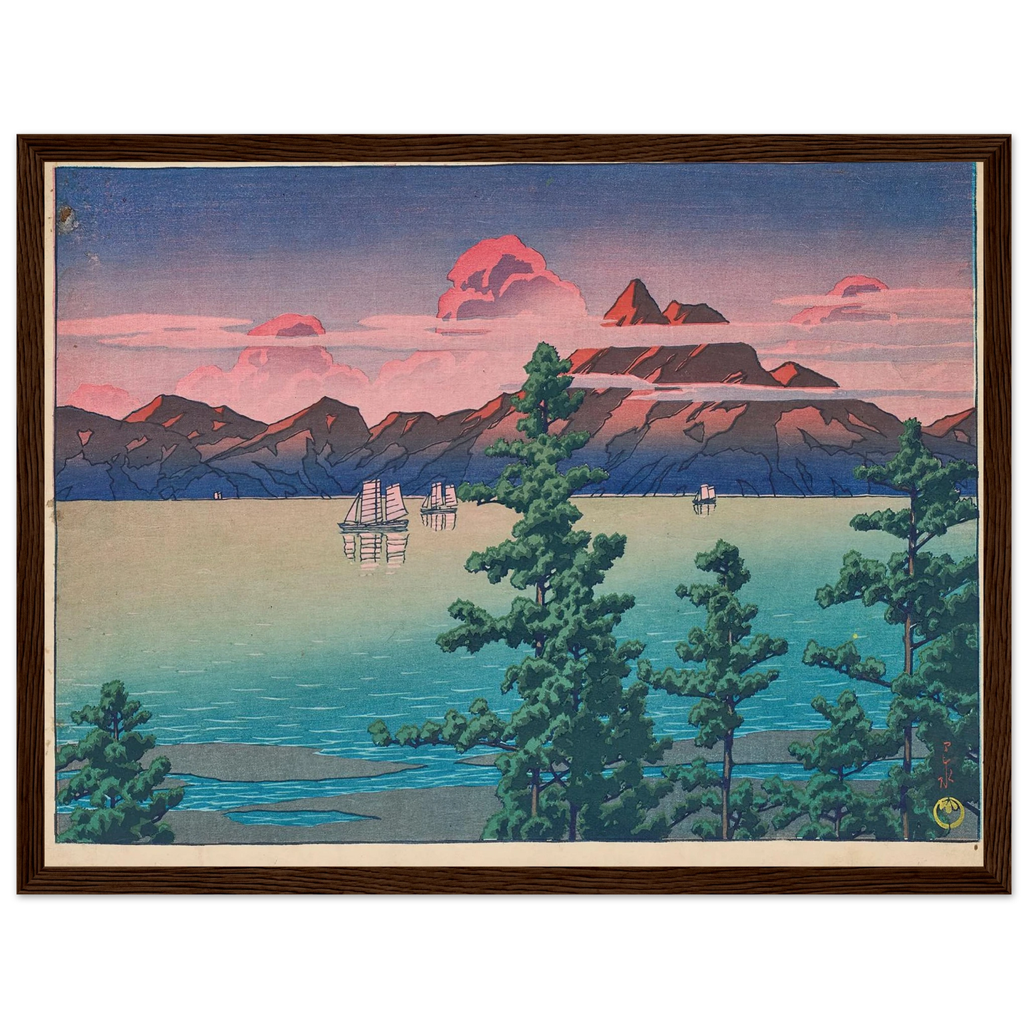 Hizen, Mount Unzen (1927) Art Print | Kawase Hasui - Framed Poster - 30x40 cm / 12x16″ - Black frame
