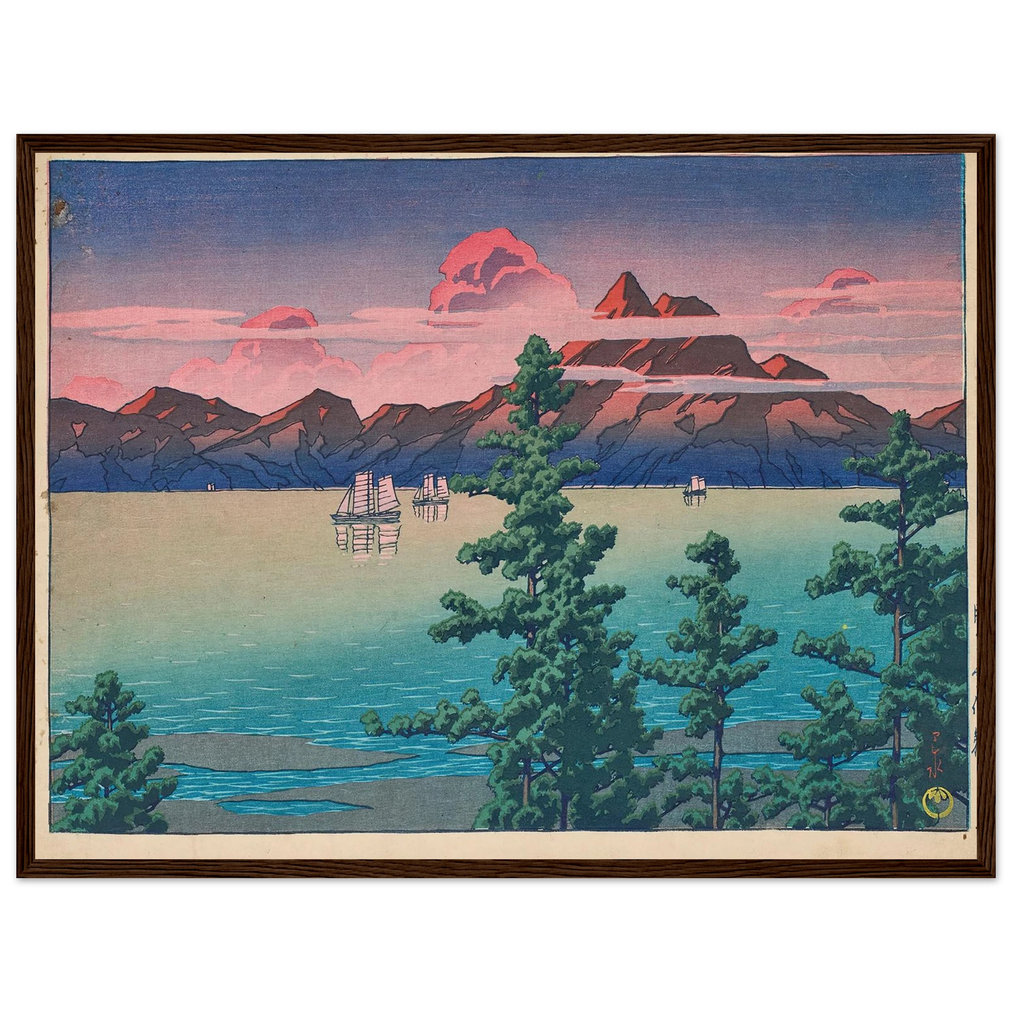 Hizen, Mount Unzen (1927) Art Print | Kawase Hasui - Framed Poster - 30x40 cm / 12x16″ - Black frame