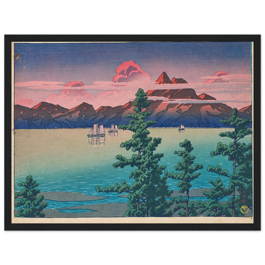 Hizen, Mount Unzen (1927) Art Print | Kawase Hasui - Framed Poster - 30x40 cm / 12x16″ - Black frame