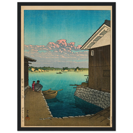 Hizen Yobuko no asa (Morning in Yobuko, Hizen) (1948) Art Print | Kawase Hasui - Framed Poster - 30x40 cm / 12x16″ - Black frame