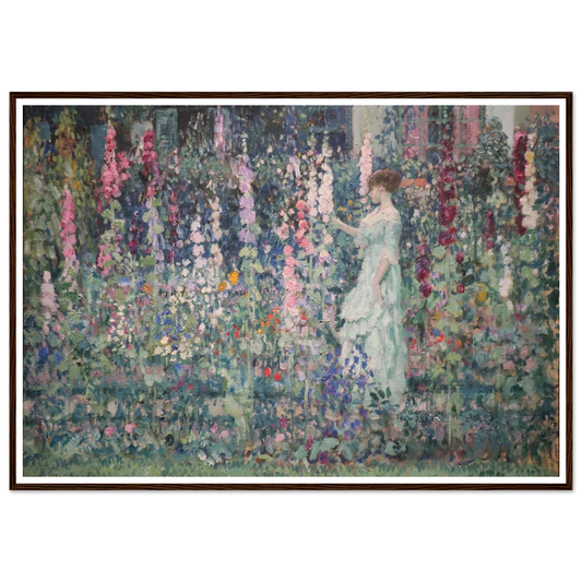 Hollyhocks (by 1911) Art Print | Frederick Carl Frieseke - Framed Poster - 30x40 cm / 12x16″ - Black frame