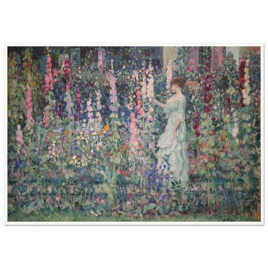 Hollyhocks (by 1911) Art Print | Frederick Carl Frieseke - Framed Poster - 30x40 cm / 12x16″ - Black frame