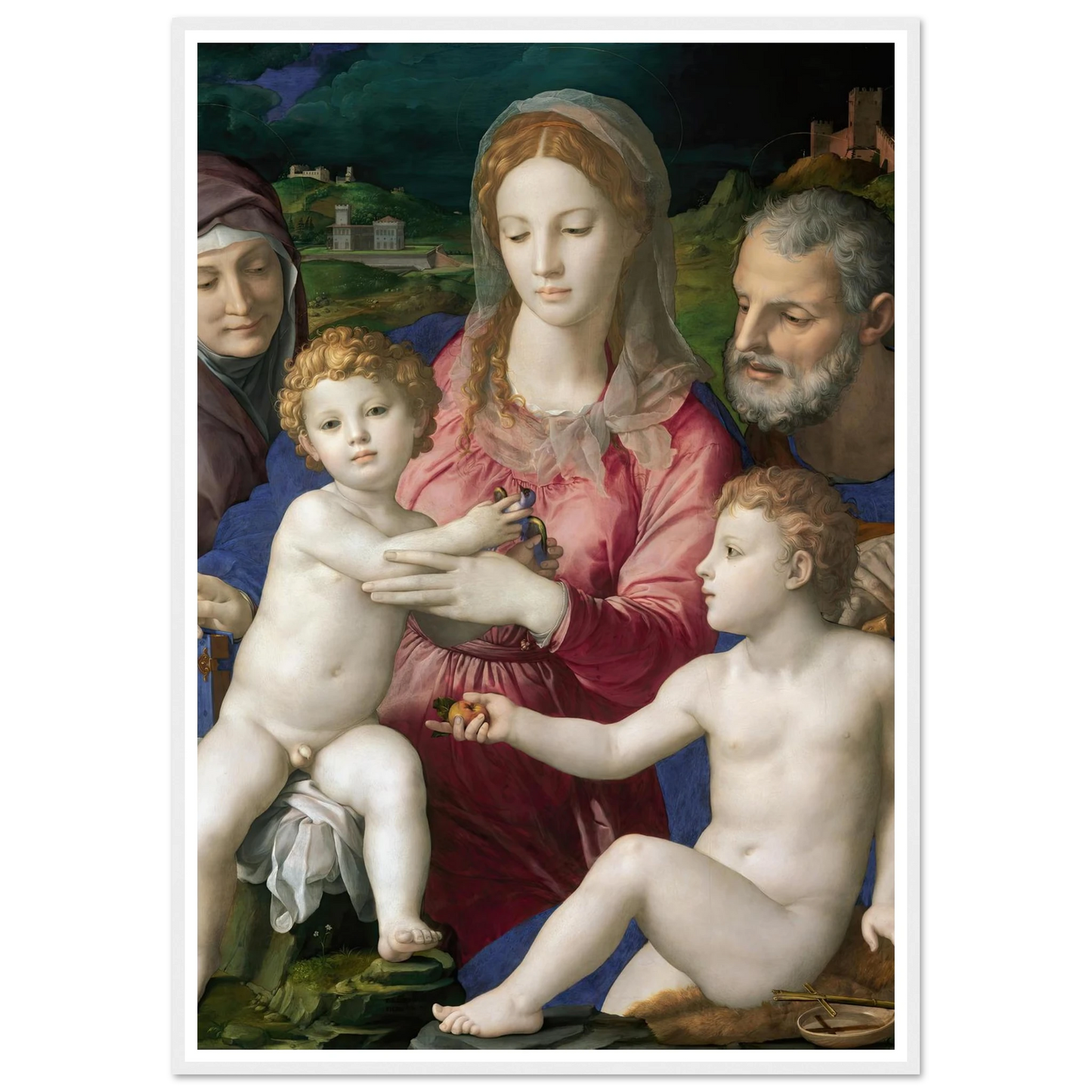 Holy Family with St. Anne and the Infant St. John (1545 - 1546) Art Print | Agnolo Bronzino - Framed Poster - 30x40 cm / 12x16″ - Black frame