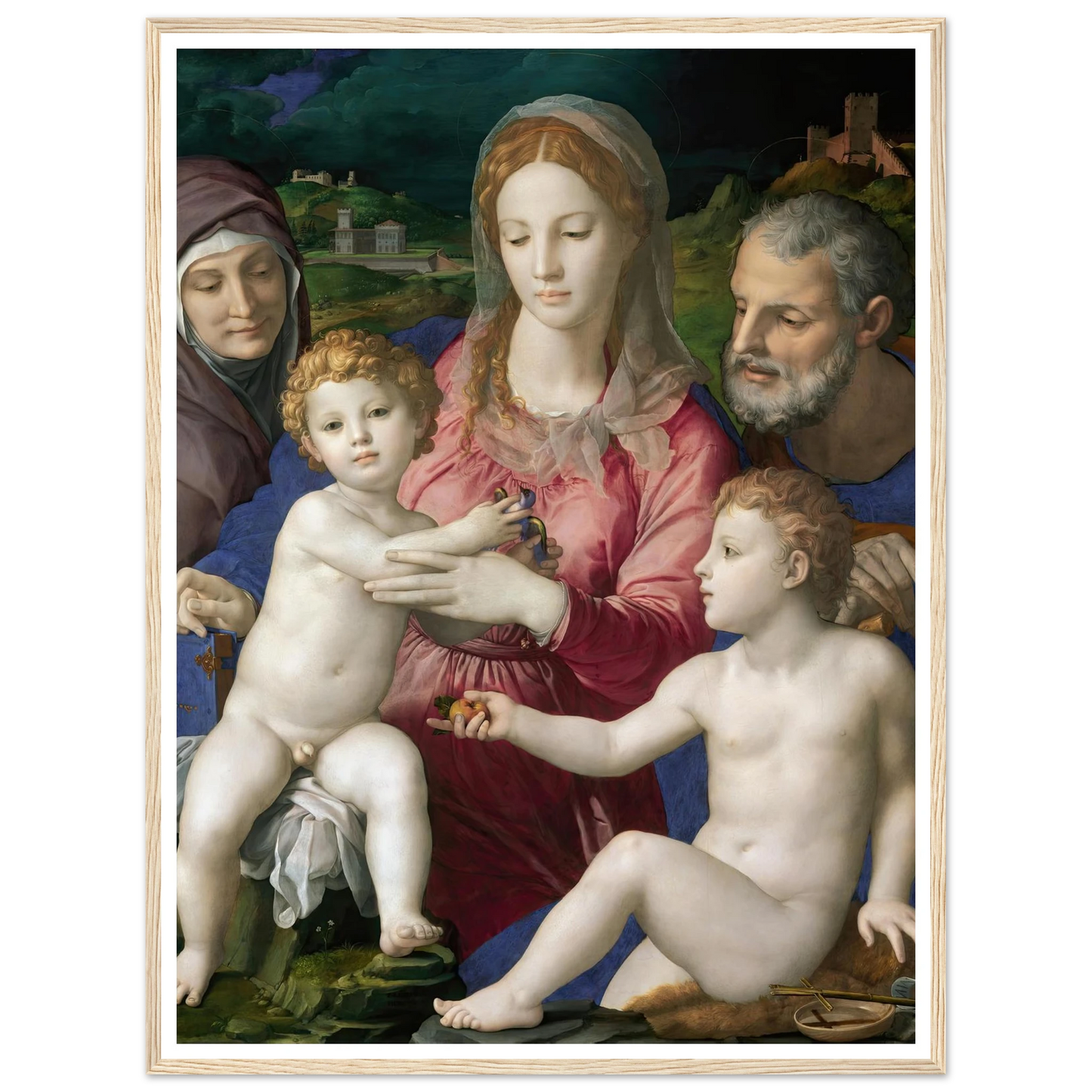 Holy Family with St. Anne and the Infant St. John (1545 - 1546) Art Print | Agnolo Bronzino - Framed Poster - 30x40 cm / 12x16″ - Black frame