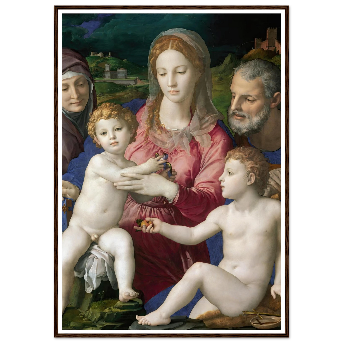 Holy Family with St. Anne and the Infant St. John (1545 - 1546) Art Print | Agnolo Bronzino - Framed Poster - 30x40 cm / 12x16″ - Black frame