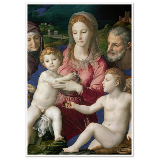 Holy Family with St. Anne and the Infant St. John (1545 - 1546) Art Print | Agnolo Bronzino - Framed Poster - 30x40 cm / 12x16″ - Black frame