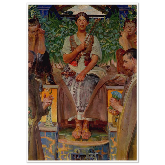 Homage to art and the muse (1910) Art Print | Jacek Malczewski - Framed Poster - 30x40 cm / 12x16″ - Black frame