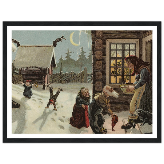 Homestead Winter Evening - Framed Poster - 30x40 cm / 12x16″ - Black frame