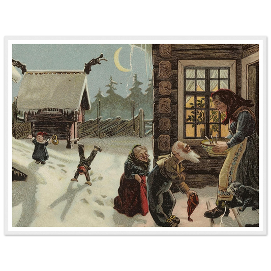 Homestead Winter Evening - Framed Poster - 30x40 cm / 12x16″ - Black frame