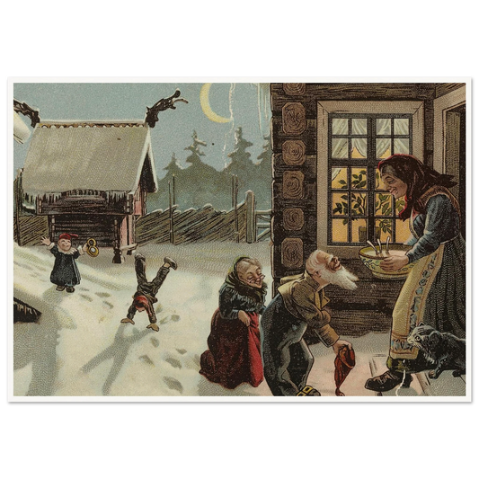 Homestead Winter Evening - Framed Poster - 30x40 cm / 12x16″ - Black frame