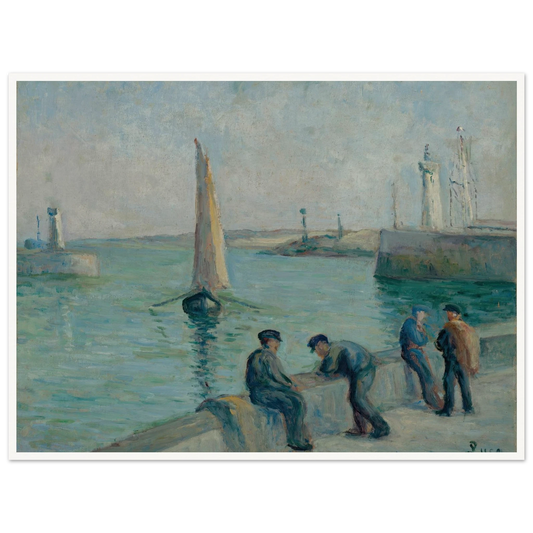 Honfleur, Pêcheurs sur le Port Art Print | Maximilien Luce - Framed Poster - 30x40 cm / 12x16″ - Black frame