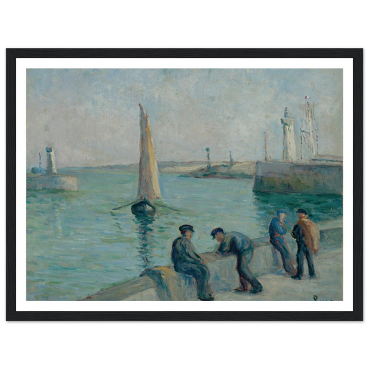 Honfleur, Pêcheurs sur le Port Art Print | Maximilien Luce - Framed Poster - 30x40 cm / 12x16″ - Black frame